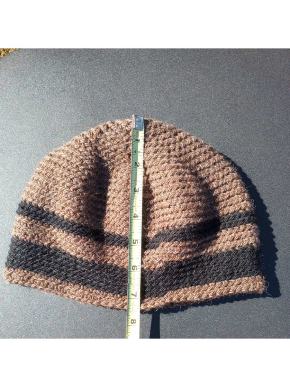 Men's Beanie Alpaca Hat Handmade Wool Cap Crochet Slouch Hiking Skiing Brown - Picture 11 of 12